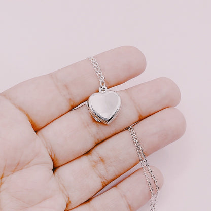 Cadena Portafotos Corazón Tamaño a Elección - Plata 925