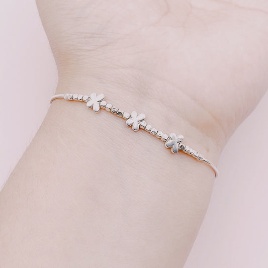 Pulsera Trío Mariposas Mostacillas - Plata 925