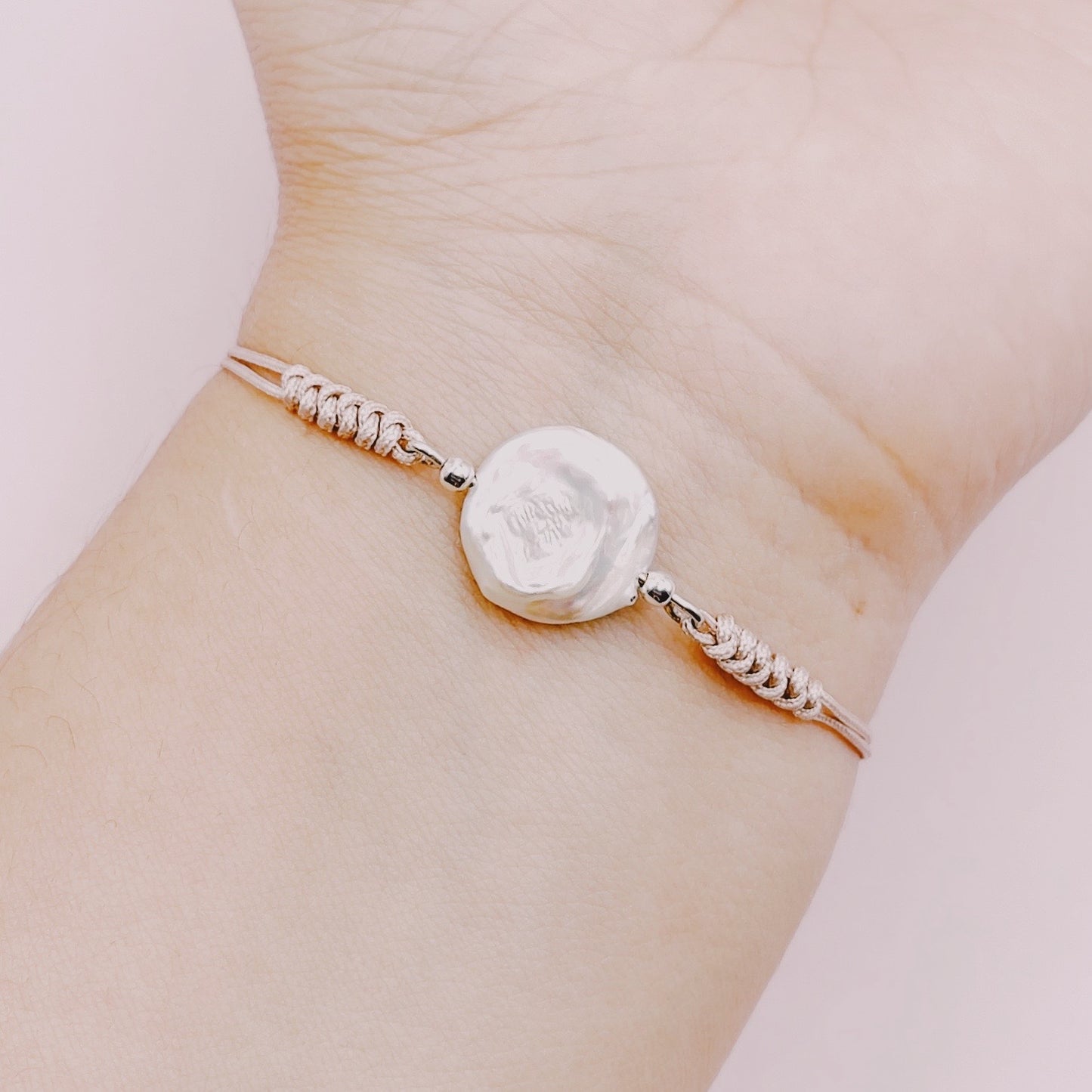 Pulsera Perla Barroca Tejida - Plata 925