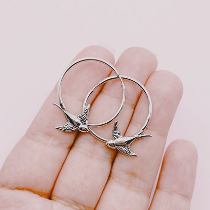 Aros Argollas Golondrinas - Plata 925