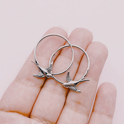 Aros Argollas Golondrinas - Plata 925