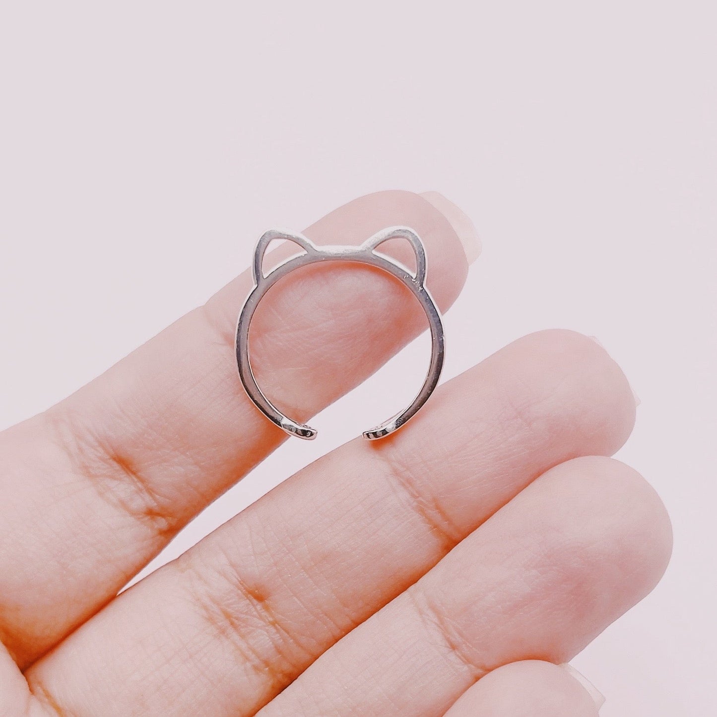 Anillo Ajustable Orejas Gatito - Plata 925