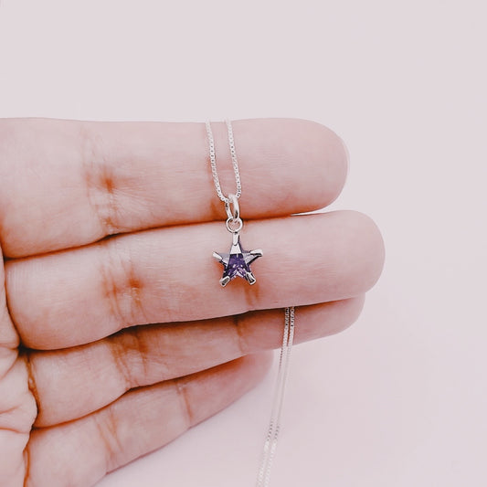 Cadena Punto Luz Estrella Amatista - Plata 925