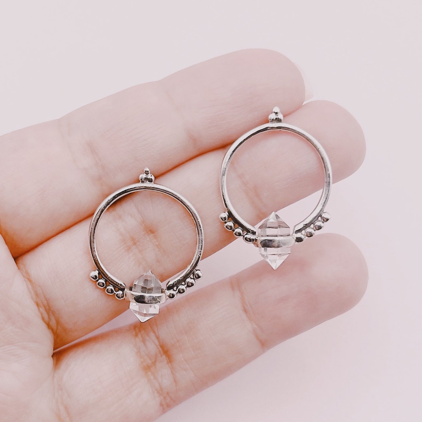 Aros Boho Cuarzo Cristal Premium - Plata 925