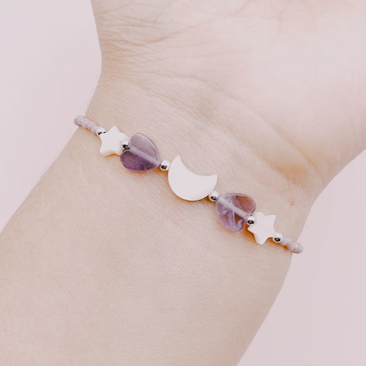 Pulsera Nácar Luna & Amatista - Plata 925