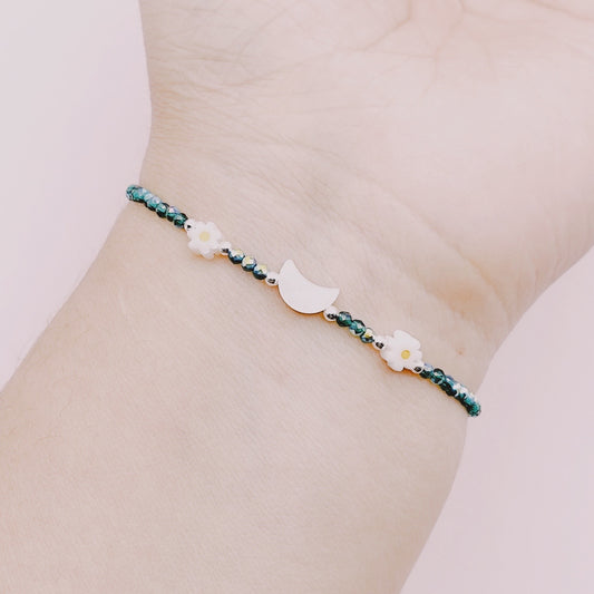 Pulsera Madre Luna y Su Jardín de Hijas Flores - Plata 925