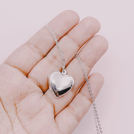 Cadena Portafotos Corazón Tamaño a Elección - Plata 925