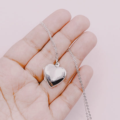 Cadena Portafotos Corazón Tamaño a Elección - Plata 925