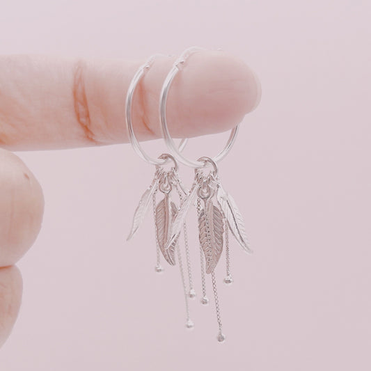 Aros Argollas Colgantes Naturaleza - Plata 925