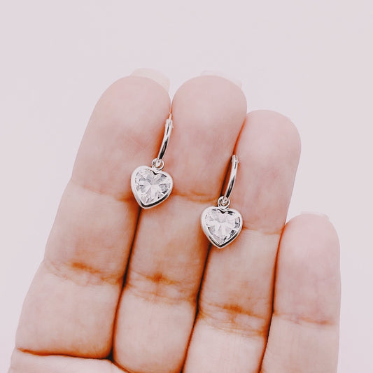 Aros Mini Argollas Corazones Circones - Plata 925