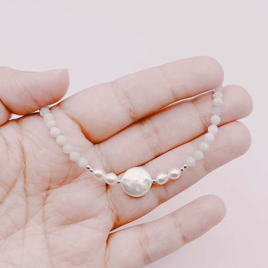 Tobillera Perlas Aguamarina Premium - Plata 925