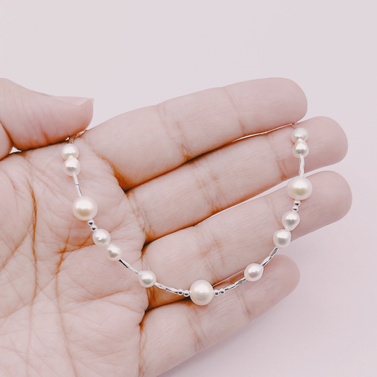 Tobillera Perlas Río Premium y Mostacillas - Plata 925