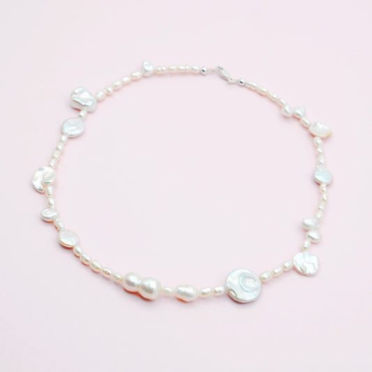 Collar Perlas Barrocas Naturales con Broche Plata 925.